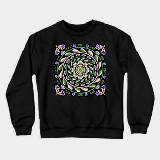 Botanical Mandala on Green Crewneck Sweatshirt